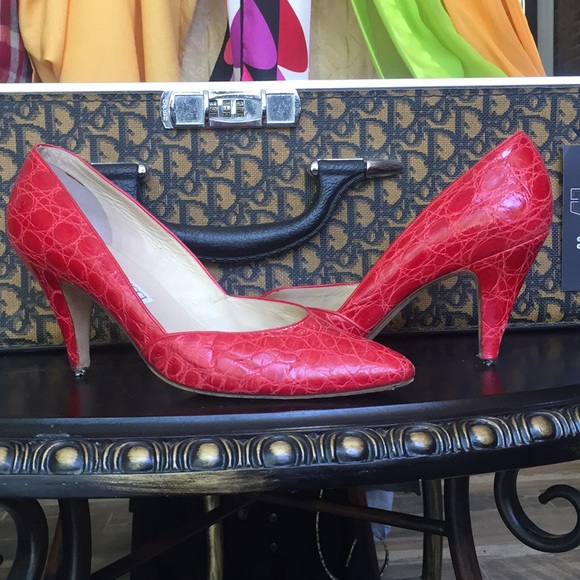 Gucci Red Lizard Pumps